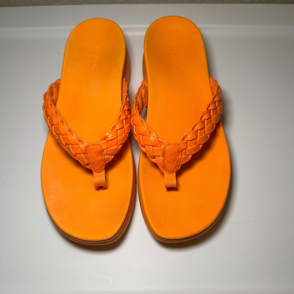 Vionic‎ Womens 11 Kenji Toe-Post Platform Wedge Sandal Orthotic Comfort Marigold - Picture 2 of 7